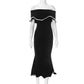 Contrast Color Waist Trimming Ruffles Tube Top Dress