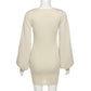 Square Neck Slim Wrap Hip Dress
