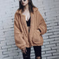 BF Wind Long Sleeve Pocket Casual Loose Plush Jacket