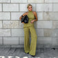 Sleeveless Halter Vest Wide-leg Pants Two-piece Set