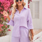 Women's Cotton Cropped Sleeves Shirt Shorts Suit