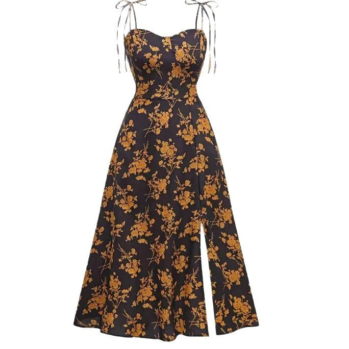 Waist-tight Floral Slimming Sling Dress