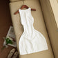 Womens Summer Solid-Color Slim-Fit Mini Dress With A Crew Neck