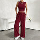Urban Casual Solid Color Top Vest Pants Suit