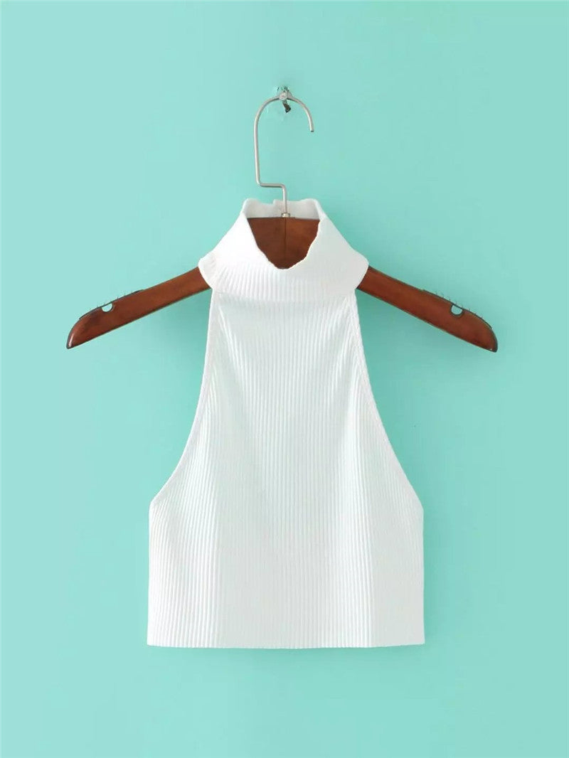 Cropped Knit Backless Tank