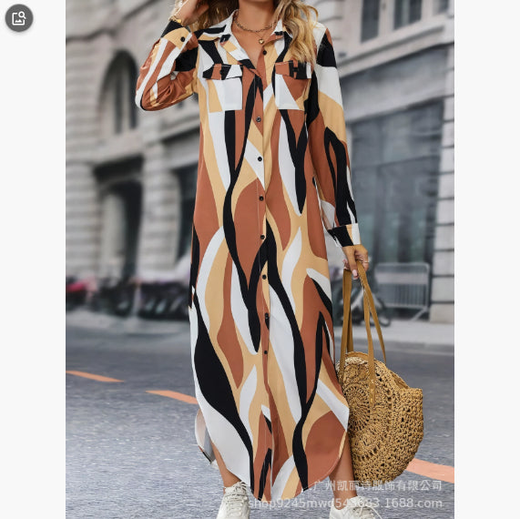 Fashion High Quality Women's Long-sleeved Blouse Dress