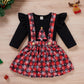Vêtements de Noël pour bébé fille, t-shirts imprimés, jupes à carreaux