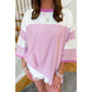 European And American Fashion Striped Color Matching Short-sleeved T-shirt For Women
