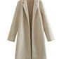 Women's Casual Woolen Lapel Non-buckle Overcoat Coat