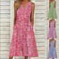 V-neck Floral Long Loose Sleeveless Women's Clothing Dress