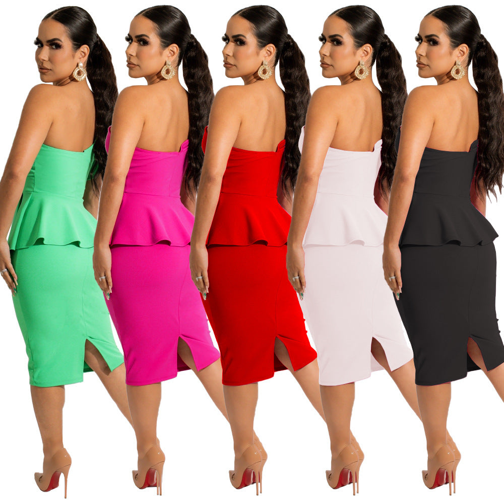 Robe décontractée à manches longues et col rond pour femme