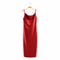 High-waisted Slimming Short-sleeved Design Mid-length Strappy Dress