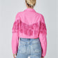 Tassel Denim Coat Short Polo Collar Jacket European And American Style