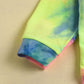 Rainbow Tie Dye Sweater  Cut Hole Jeans Set