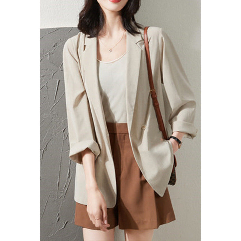 Haut de costume ample et respirant beige, résistant au soleil et assorti