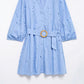 Fashionable Heat-Sealed Embroidered Elegant V-Neck Short Dress