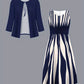Geometric Print Plus Size Dress Long Sleeve Top Coat Long Skirt Two-piece Set