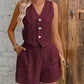 Leisure Commute Front Button Vest And Shorts Suit