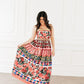 Multi-layer Pleated Printed Large Swing Dress