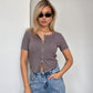 Short Round Neck Midriff-baring T-shirt