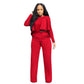 Solid Color Hollow-out Long Sleeve High Waist Wide Leg Pants Two-piece Set