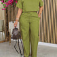 Short Sleeve Shirt Top And Wide-Leg Pants