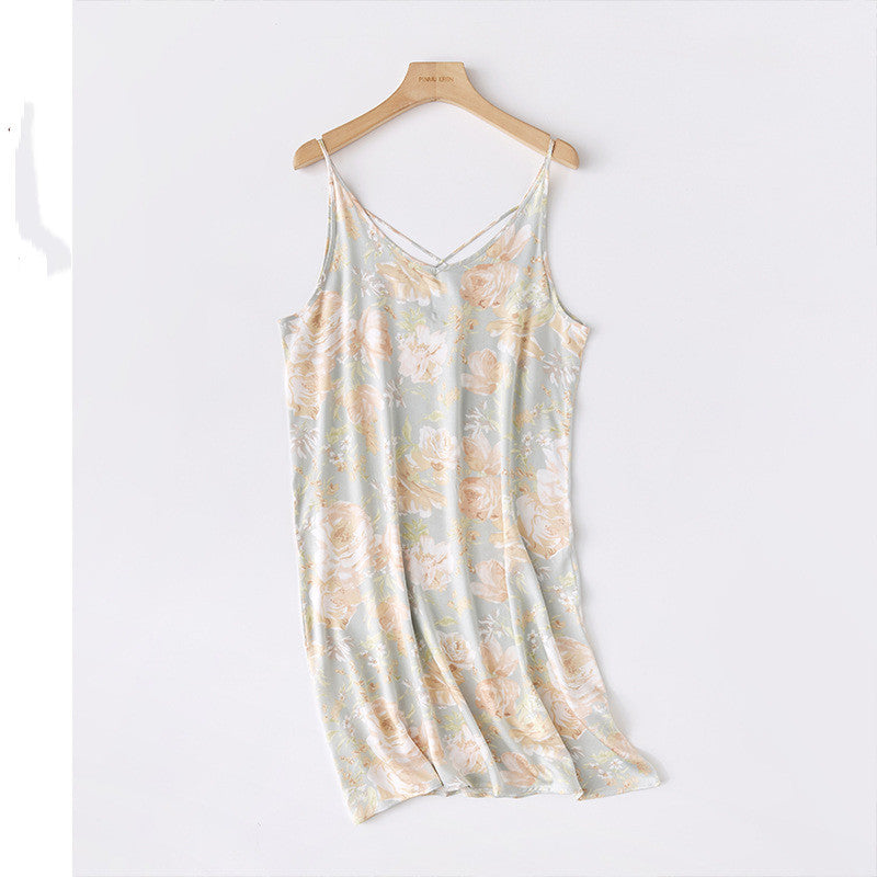 Fashion Print Cross Slip Dress For Women