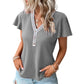 Waffle V-neck Short-sleeved T-shirt