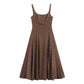 Summer Retro Waist-controlled Polka Dot Midi Skirt Sling Dress
