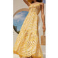 Robe en dentelle creuse brodée à volants et bretelles spaghetti pour femme