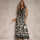 Women's Fashionable Casual V-Neck Printed Sleeveless Jumpsuit