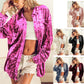 Women's Fashion Long Sleeve Polo Collar Solid Color Loose Shirt
