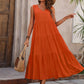 Women's Summer Solid Color And V-neck Layered Stitching Loose Dress