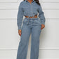 Fashion Denim Women's Wear Two-piece Set