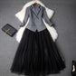 Mesh Mesh Fake Two Piece Pleated Skirt