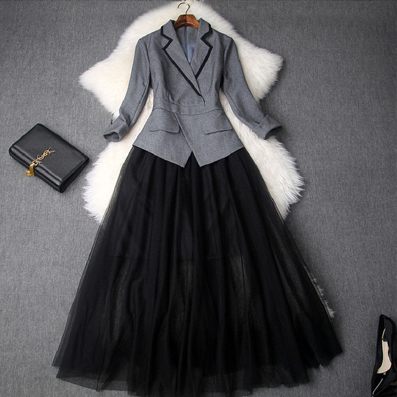 Mesh Mesh Fake Two Piece Pleated Skirt