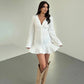 Women's Foreign Trade New INS Slimming Bell Sleeve Ruffled Dress
