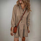 Robe à manches longues et coutures tendance pour femme, couleur unie