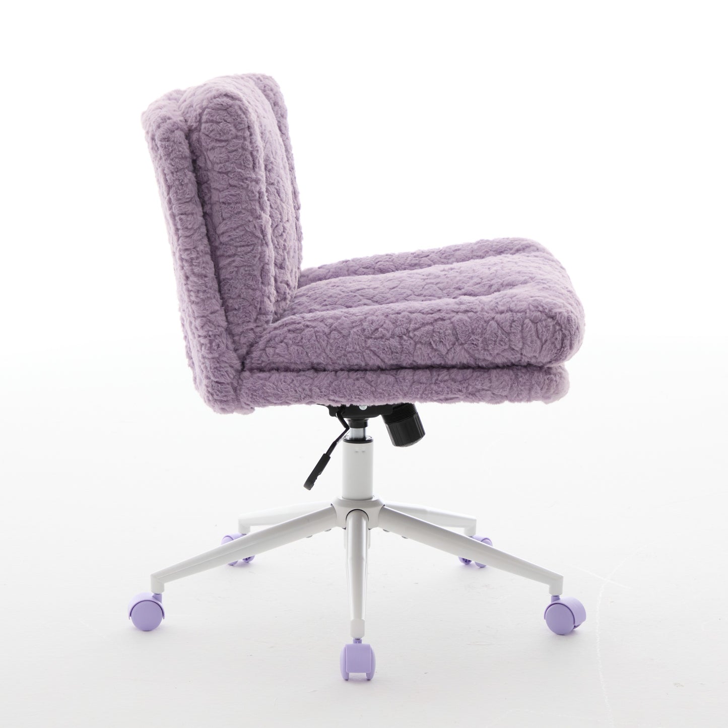 W26.4 Inch Wider Seat Office Chair,Artificial Rabbit Hair Home Office Chair With Metal Base,Adjustable Desk Chair Swivel Office Chair,Vanity Chair  Violet