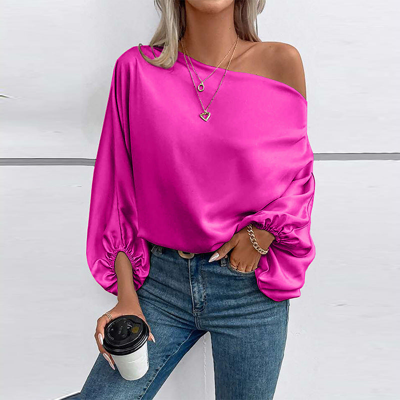 Pull asymétrique à col diagonal, style européen et américain