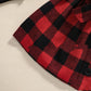Red And Black Plaid Skirt Suit Black Polka Dot Flying Sleeve Two Piece