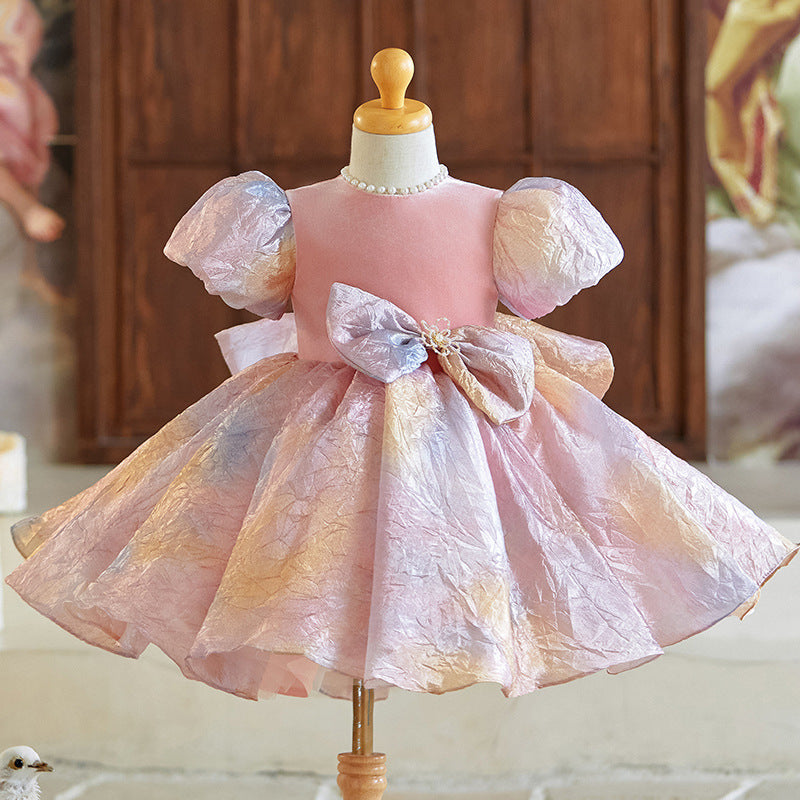 Baby Girl One Year Old Puff Sleeve Birthday Little Girl Princess Dress