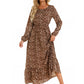 Womens Versatile Round-neck Floral Chiffon Dress