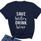 Women's Letter Short-sleeved Loose Round Neck T-shirt