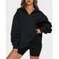 Casual Top Half Zipper Pullover Long Sleeved Sweatshirt