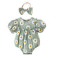 Combinaison d'été pour bébé fille, motif soleil, joyeux, petit tournesol, trois couleurs, avec coiffe