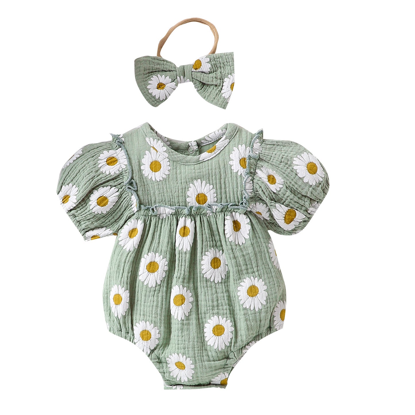 Combinaison d'été pour bébé fille, motif soleil, joyeux, petit tournesol, trois couleurs, avec coiffe
