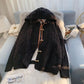 Horn Button Hooded Twist Sweater Jacket