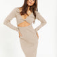 Threaded Long Sleeve Tight Split Dress