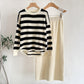 Fashion Long Sleeve T-shirt High Waist Skirt Knitted Two-piece